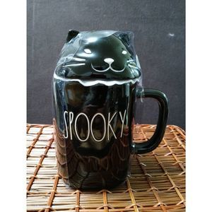 Rae Dunn Artisan Collection by Magenta SPOOKY Decorative Mug With‎ Lid Black